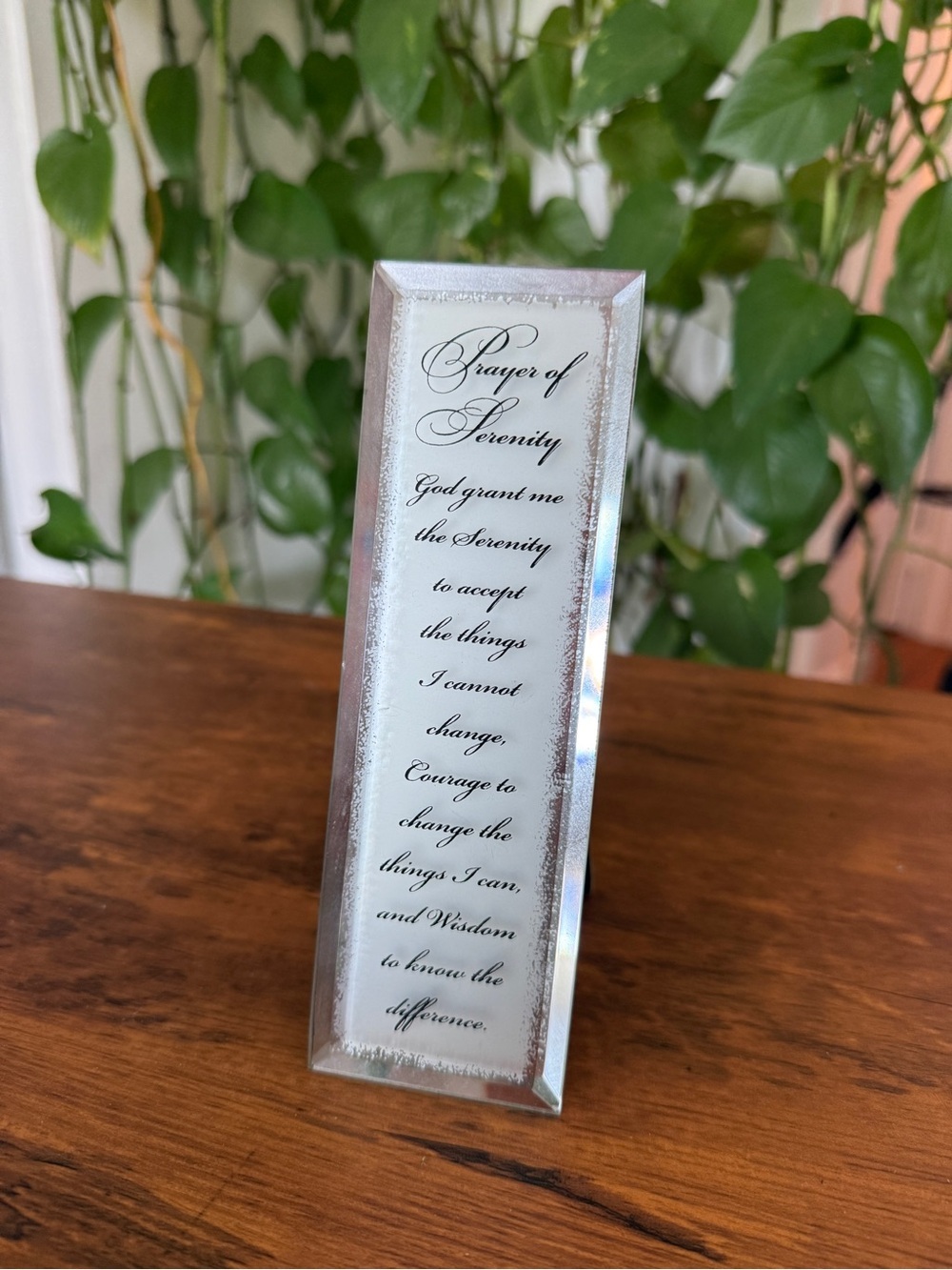 Silver Prayer of Serenity Glass Accent - Inspirational Home Decor